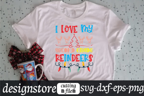 I Love My Second Grade Reindeers Svg Graphics for T-Shirt Designs