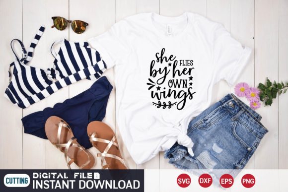 She Flies by Her Own Wings Graphics for T-Shirt Designs